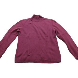 Ann Taylor Sweater Womens Large Purple Italian Merino Wool Turtleneck Pullover